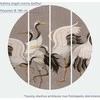 Artgeist Apvalus fototapetas - Herons over a winter pond - Japanese-style illustration in dark colours