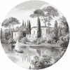 Artgeist Apvalus fototapetas - Juodas and baltas vintage landscape with a pond