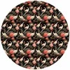 Artgeist Apvalus fototapetas - Ornament with birds – silhouettes of cranes and peony flowers on a dark background