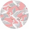 Artgeist Apvalus fototapetas - Pastel birds – a delicate pattern of baltas and pilkas herons on a light pink background