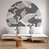 Artgeist Apvalus fototapetas - Pastel birds – a delicate pattern of baltas and pilkas herons on a light pink background