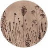 Artgeist Apvalus fototapetas - Wildflowers – juodas plants on lime-wash background