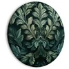 Artgeist Apvalus paveikslas ant drobės - Dark Žalias Victorian Leaves: Botanical Carved Composition