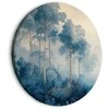 Artgeist Apvalus paveikslas ant drobės - Landscape with Trees in Illustrative Style Fairy-Tale Mėlyna Forest