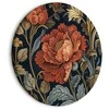 Artgeist Apvalus paveikslas ant drobės - Tapestry Large Flowers Retro Floral Motif in Kilim Style