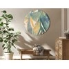 Artgeist Apvalus paveikslas ant drobės - Watercolor exotics - Hanging delicate tropical plants in colors of žalias and yellow on a beige background