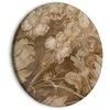 Artgeist Apvalus paveikslas ant drobės - Floral Ornaments Carved in Delicate Sepia and Brown Shades