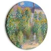 Artgeist Apvalus paveikslas ant drobės - Claude Monet’s Garden at Vétheuil - Farmhouse With Sunflowers