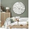 Artgeist Apvalus paveikslas ant drobės - Carved Nature - Pattern With Baltas Leaves Made of Stone