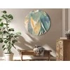 Artgeist Apvalus paveikslas ant drobės - Watercolor exotics - Hanging delicate tropical plants in colors of žalias and yellow on a beige background