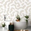 Artgeist Fototapetas - Abstract composition - beige patterns in shapes on a baltas background