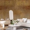 Artgeist Fototapetas - Abstract nature in beige - composition with golden exotic leaves