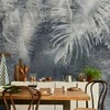 Artgeist Fototapetas - Abstraction with nature - exotic leaves on a mėlynas background with pattern