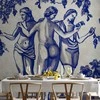 Artgeist Fototapetas - Ancient vineyard - three women in a portal painted with mėlynas ink