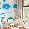 Artgeist Fototapetas - Animals in the sea - geometric mėlynas fish in water for kids
