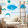 Artgeist Fototapetas - Animals in the sea - geometric mėlynas fish in water for kids