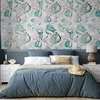 Artgeist Fototapetas - Autumn souvenirs - floral pattern with turquoise leaves