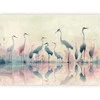 Artgeist Fototapetas - Birds by the lake - herons painted in watercolour in delicate pilkas and pink colours