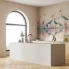 Artgeist Fototapetas - Birds by the lake - herons painted in watercolour in delicate pilkas and pink colours