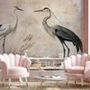 Artgeist Fototapetas - Birds from an old engraving - vintage-style illustration depicting a heron and a crane