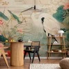 Artgeist Fototapetas - By an Asian pond - an illustration in the style of a Japanese engraving, depicting a heron
