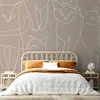 Artgeist Fototapetas - Cat lineart - minimalist sketches of baltas cats on beige background