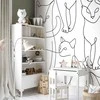 Artgeist Fototapetas - Cat lineart - minimalist sketches of juodas cats on baltas background