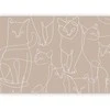 Artgeist Fototapetas - Cat lineart - minimalist sketches of baltas cats on beige background