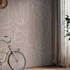 Artgeist Fototapetas - Cat lineart - minimalist sketches of baltas cats on beige background