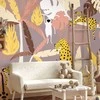 Artgeist Fototapetas - Cheetahs in the jungle - landscape with exotic animals with palm trees for children