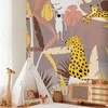 Artgeist Fototapetas - Cheetahs in the jungle - landscape with exotic animals with palm trees for children