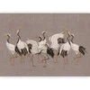 Artgeist Fototapetas - Crane dance – bright silhouettes of birds against a warm pilkas background with texture