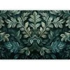 Artgeist Fototapetas - Dark Žalias Victorian Leaves: Botanical Carved Composition