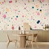 Artgeist Fototapetas - Dots Speckles and Splatters Multicolored Cheerful Pattern on a Light Rožinė Background