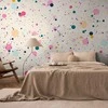 Artgeist Fototapetas - Dots Speckles and Splatters Multicolored Cheerful Pattern on a Light Rožinė Background