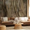 Artgeist Fototapetas - Dry leaves - landscape of tall grasses in boho style with paint patterns