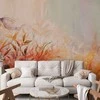 Artgeist Fototapetas - Flaming meadow - nature landscape with meadow of flowers and leaves in watercolour style