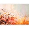 Artgeist Fototapetas - Flaming meadow - nature landscape with meadow of flowers and leaves in watercolour style