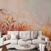 Artgeist Fototapetas - Flaming meadow - nature landscape with meadow of flowers and leaves in watercolour style
