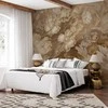 Artgeist Fototapetas - Floral Ornaments Carved in Delicate Sepia and Brown Shades