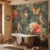 Artgeist Fototapetas - Flowers, birds and butterflies – vintage-style illustration