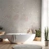 Artgeist Fototapetas - Flowing shapes - abstract beige and baltas background in patterned compositions