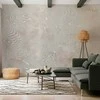 Artgeist Fototapetas - Flowing shapes - abstract beige and baltas background in patterned compositions