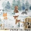 Artgeist Fototapetas - Forest Games - Animals in a Forest Painted in Watercolours