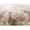 Artgeist Fototapetas - Forest motif - deer with antlers among fern leaves on concrete pattern