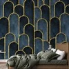 Artgeist Fototapetas - Gold and Navy Mėlyna Pattern