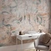Artgeist Fototapetas - Greek laurels - faded composition with leaves on a beige patterned background