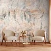 Artgeist Fototapetas - Greek laurels - faded composition with leaves on a beige patterned background