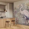 Artgeist Fototapetas - Heron wading in a pond - illustration in bright colours