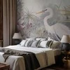 Artgeist Fototapetas - Heron wading in a pond - illustration in bright colours